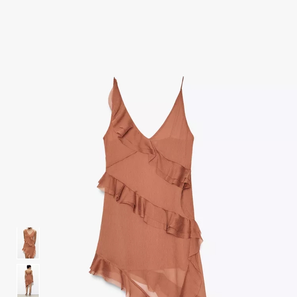 Zara Ruffled Mini Dress in Brown - Picture 4 of 14